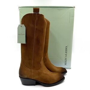 Mezcalero Mirta Avellana Western Boots Brown Suede Burnished Women Sz 6